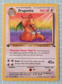 Dragonite 19/62 Rare: Fossil 1st Edition Pokemon Trading Card Game TCG English - Image 1