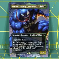 Venom, Deadly Devourer Borderless Rare MTG Spider-Man non foil Magic New - Image 1