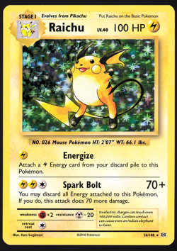 Raichu 36/108 XY Evolutions Holo 2016 Pokemon TCG Card LP - Image 1