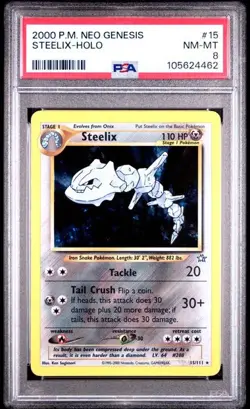2000 Pokemon Neo Genesis Steelix # 15 PSA 8 - Image 1