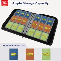 Trading Card Binder, 9 Pocket Card Binder with Card Display Design, 720 Doubl... - Image 5
