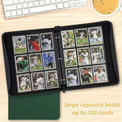 9 Pocket Card Binder, Zip Trading Card Binder, 720 Double Sided Pocket PU Ca... - Image 5