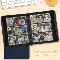 9 Pocket Card Binder, Zip Trading Card Binder, 720 Double Sided Pocket PU Ca... - Image 5