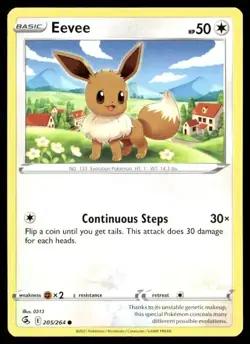 2021 Fusion Strike Set Pokemon Card 205 Eevee NM - Image 1
