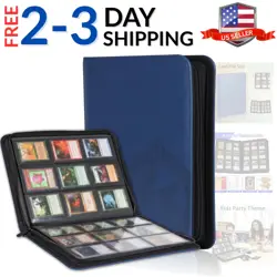 9 Pocket Card Binder, Zip Trading Card Binder, 360 Double Sided Pocket PU Co... - Image 1