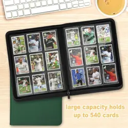 9 Pockets Card Binder, Zip Trading Card Binder,540 Double Sided Pocket PU Col... - Image 5