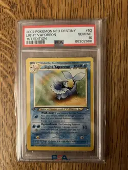 Pokemon Light Vaporeon #52 PSA 10 Neo Destiny 1st Edition - Low Pop - Image 1