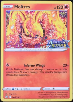 Pokemon TCG Moltres SWSH185 Holo Stamped Brilliant Stars Black Star Promo - NM - Image 1