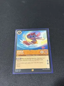 Disney Lorcana TCG Stitch Carefree Surfer First Chapter Legendary Card Non Foil - Image 1