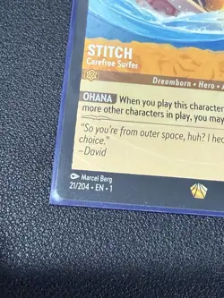 Disney Lorcana TCG Stitch Carefree Surfer First Chapter Legendary Card Non Foil - Image 3