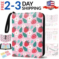 Trading Card Binder for Girls: Pink 4 Pocket Card Collection Binders with 440... - Image 1