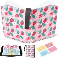 Trading Card Binder for Girls: Pink 4 Pocket Card Collection Binders with 440... - Image 3