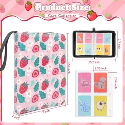 Trading Card Binder for Girls: Pink 4 Pocket Card Collection Binders with 440... - Image 4