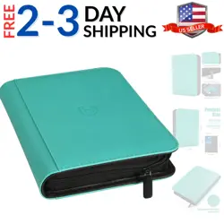 Card Binder 4 Pocket with Zipper, 288 Pockets Trading Card Holder Book, PU C... - Image 1