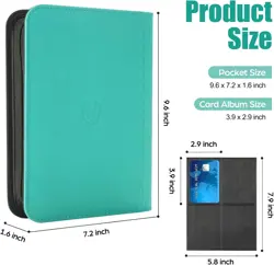 Card Binder 4 Pocket with Zipper, 288 Pockets Trading Card Holder Book, PU C... - Image 4