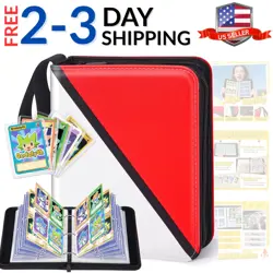 Card Binder - 4 Pocket Zipper Collection Album, PU Holder, Double-Sided Disp... - Image 1