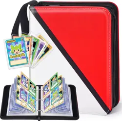Card Binder - 4 Pocket Zipper Collection Album, PU Holder, Double-Sided Disp... - Image 2