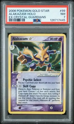 PSA 7 Alakazam 99/100 Gold Star EX Crystal Guardians Pokemon Card SWIRL - Image 3