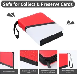 Trading Card Binder 4 Pocket with 50 Removable Sleeves, 400 Pockets Card Coll... - Image 4