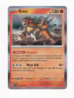 Entei 030/197 SV03: Obsidian Flames Holo Rare Pokemon Card Near Mint NM - Image 1
