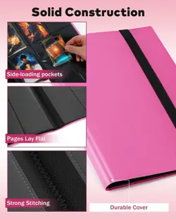 Card Binder Pink, 2 Pack 9 Pockets with 40 Sheets 720 Side Loading Card Colle... - Image 3