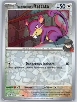Team Rocket's Rattata 147/182 Near Mint RevHolo Destined Rivals Pokemon Shipnow - Image 1