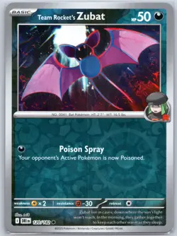 Team Rocket's Zubat 120/182 Near Mint RevHolo Destined Rivals Pokemon Shipnow - Image 1