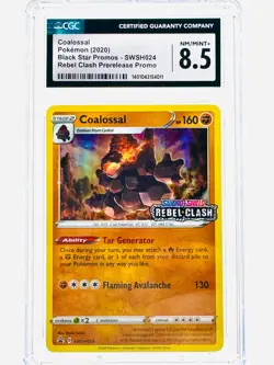 2020 Pokemon Coalossal Staff Prerelease SWSH024 Rebel Clash Black Star CGC 8.5 - Image 1