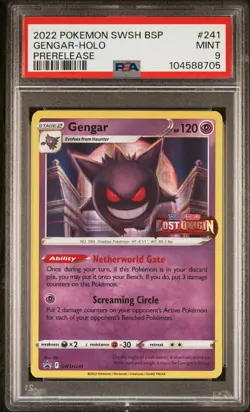 2022 POKEMON SWSH BLACK STAR PROMO PRERELEASE #241 GENGAR-HOLO PSA 9 - Image 1
