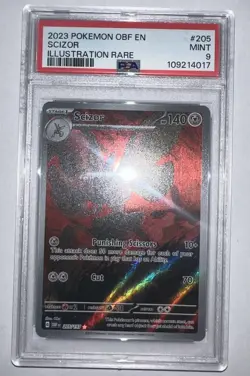 2023 POKEMON OBF EN-OBSIDIAN FLAMES SCIZOR PSA 9 ILLUSTRATION RARE #205 - Image 1