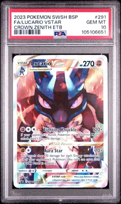 PSA 10 LUCARIO VSTAR SWSH291 2023 POKEMON SWORD & SHIELD CROWN ZENITH ETB PROMO - Image 3