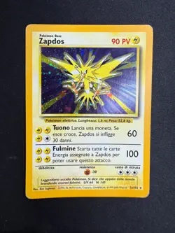 Pokemon Zapdos 16/102 Set Base Rara Holo Unlimited Wizards ITA Carte Vintage - Image 1