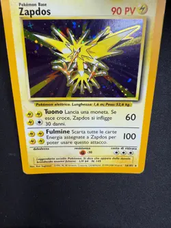 Pokemon Zapdos 16/102 Set Base Rara Holo Unlimited Wizards ITA Carte Vintage - Image 3