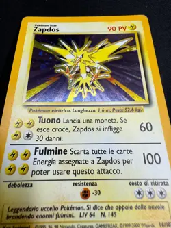 Pokemon Zapdos 16/102 Set Base Rara Holo Unlimited Wizards ITA Carte Vintage - Image 4