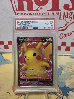 Pokemon Pikachu v Full Art Ultra Rare Card 170/185 PSA 10 - Image 1