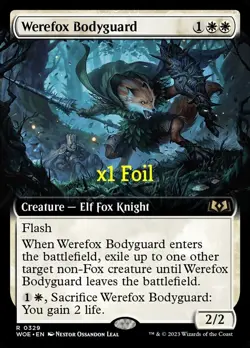 MTG Foil Borderless Wilds of Eldraine WOE Werefox Bodyguard MINT - Image 1
