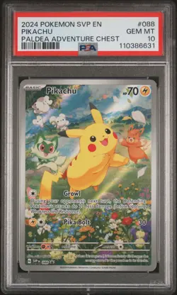 2024 POKEMON SVP EN-SV BLACK STAR PROMO PALDEA ADVENTURE CHEST PIKACHU PSA 10 - Image 1