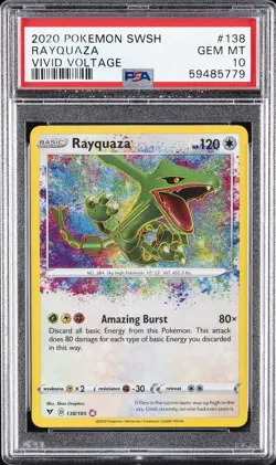 2020 POKEMON SWORD & SHIELD VIVID VOLTAGE #138 RAYQUAZA PSA 10 - Image 1
