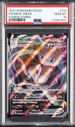 2021 POKEMON SWORD & SHIELD FUSION STRIKE #114 FULL ART/MEW VMAX PSA 10 - Image 1