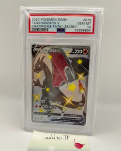 2020 Pokemon TCG Champions’ Path Shiny Charizard V PSA 10 Gem Mint 79/73 Secret - Image 1