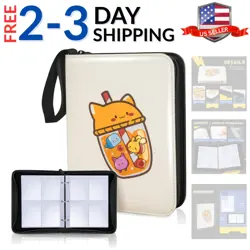 4 Pocket Trading Card Binder Parent 4 Pocket, 400 Cards, Cartoon Sipper, White - Image 1