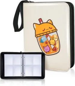 4 Pocket Trading Card Binder Parent 4 Pocket, 400 Cards, Cartoon Sipper, White - Image 2