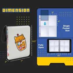 4 Pocket Trading Card Binder Parent 4 Pocket, 400 Cards, Cartoon Sipper, White - Image 5