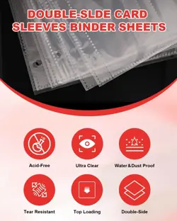 4 Pocket Trading Card Binder, Waterproof Cards Collection Binder with 50 Remo... - Image 4