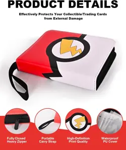 4 Pocket Trading Card Binder, Waterproof Cards Collection Binder with 50 Remo... - Image 5
