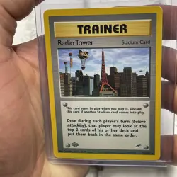 2002 Pokemon 1st Edition Neo Destiny Trainer Radio Tower 95/105 NM Rare Card TCG - Image 1