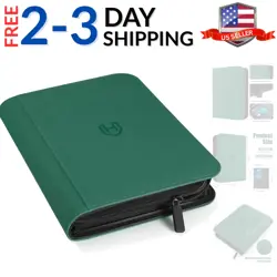 4 Pocket with Zipper, 288 Pockets Trading Card Holder Book, PU Cover Zip Fol... - Image 1