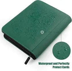 4 Pocket with Zipper, 288 Pockets Trading Card Holder Book, PU Cover Zip Fol... - Image 5