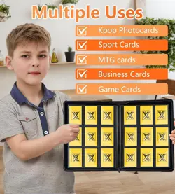 Trading Card Binder, Side Loading 9 Pocket Cards Holder Album up to , Ringles... - Image 4