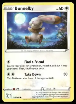 2021 Fusion Strike Set Pokemon Card 214 Bunnelby NM - Image 1